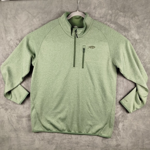 AFTCO Other - AFTCO AFTech‎ Performance Fleece 1/4 Zip Pullover Men L Green Outdoor Fish Tech